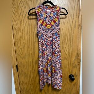 Anthropologie SMALL Dress Maeve Lilt Mock Neck Sleeveless Boho Hippy Multicolor